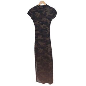 🌸 Urban Rose Camo Maxi Dress – Size S, Open Back, Bold Summer Style